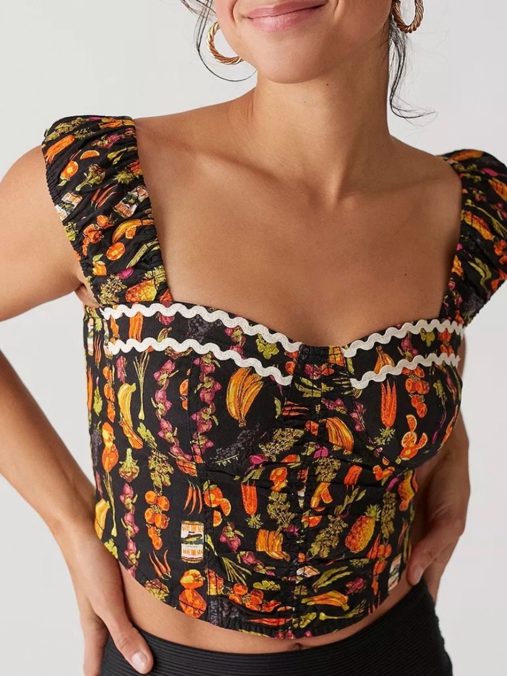 UO Selena Printed Corset Crop Top